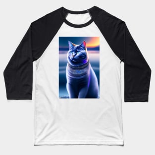 The Galactic British Shorthair Blue Cat of the Universe Baseball T-Shirt